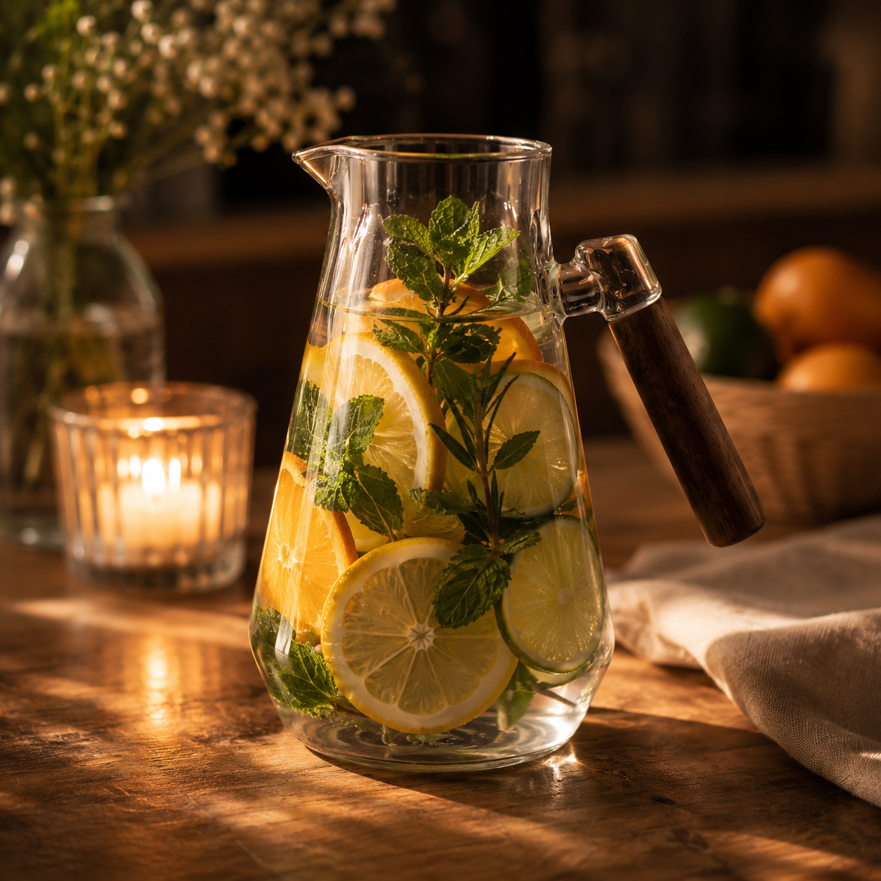 1.8-Liter Wood-Handle Glass Jug