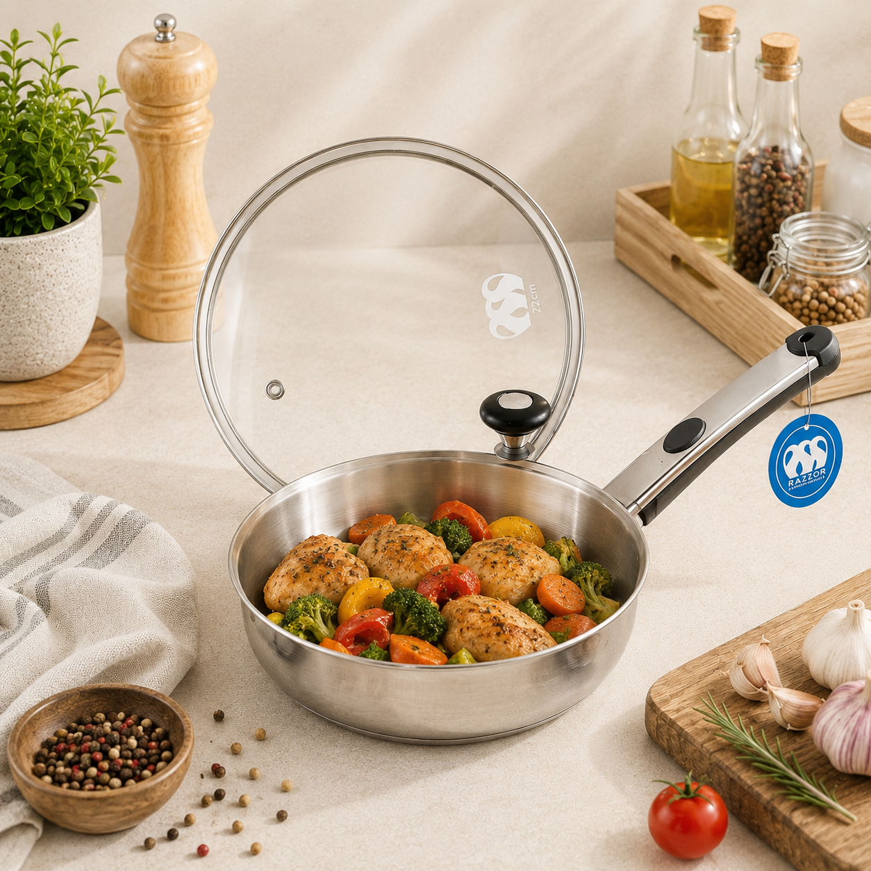 Alpha Stainless Steel Frying Pan