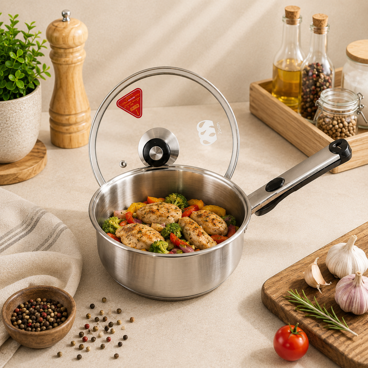 Alpha Stainless Steel Sauce Pan (Induction)