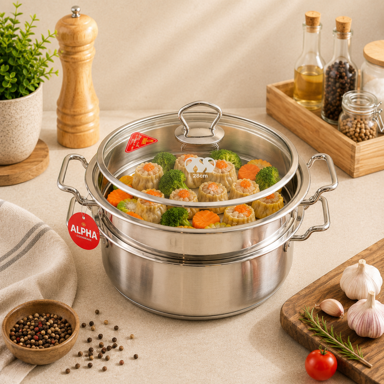 Alpha Stainless Steel Steamers