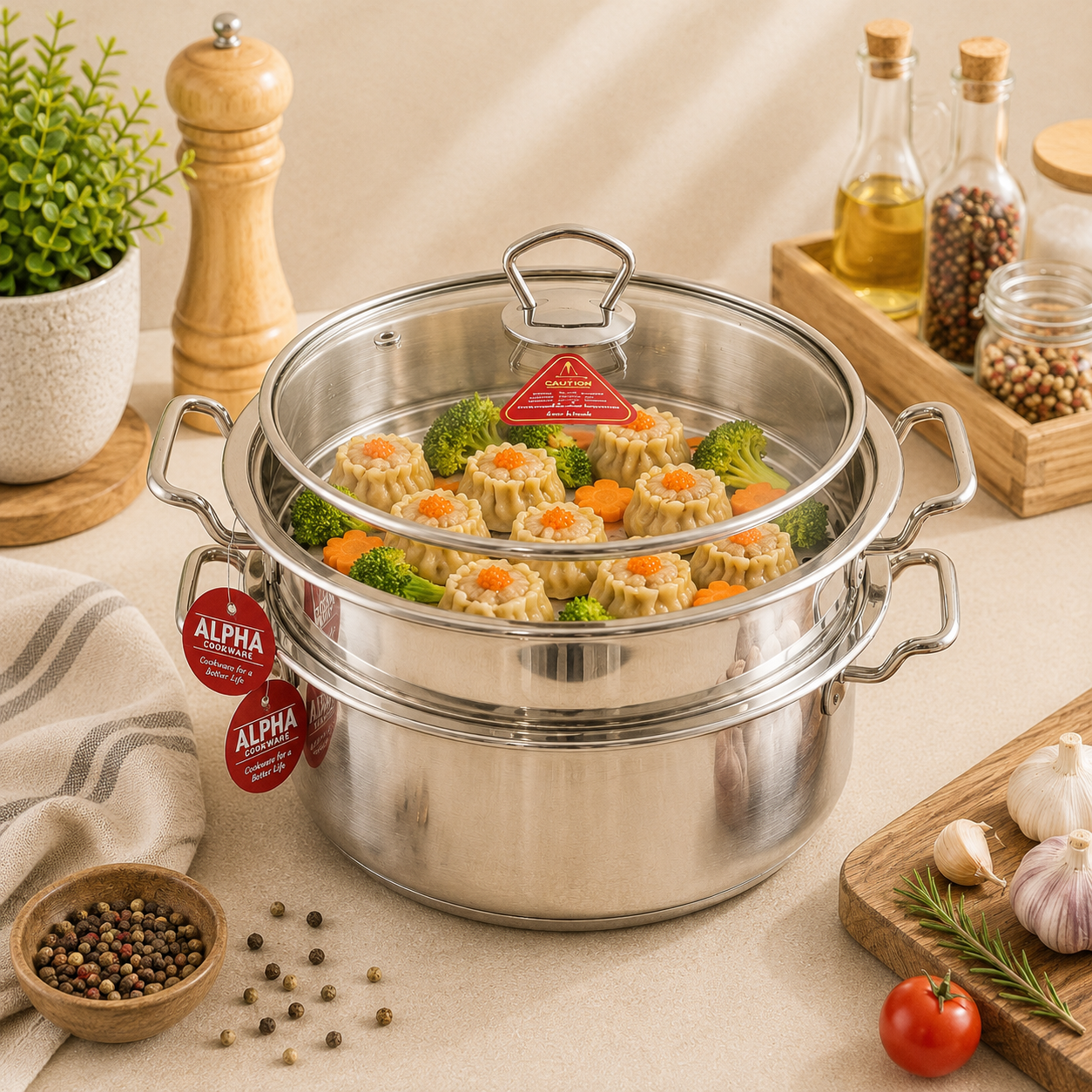 Alpha Stainless Steel Steamers