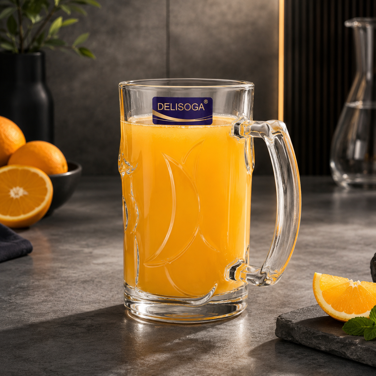 Delisoga 400 ml Glass Juice Mug