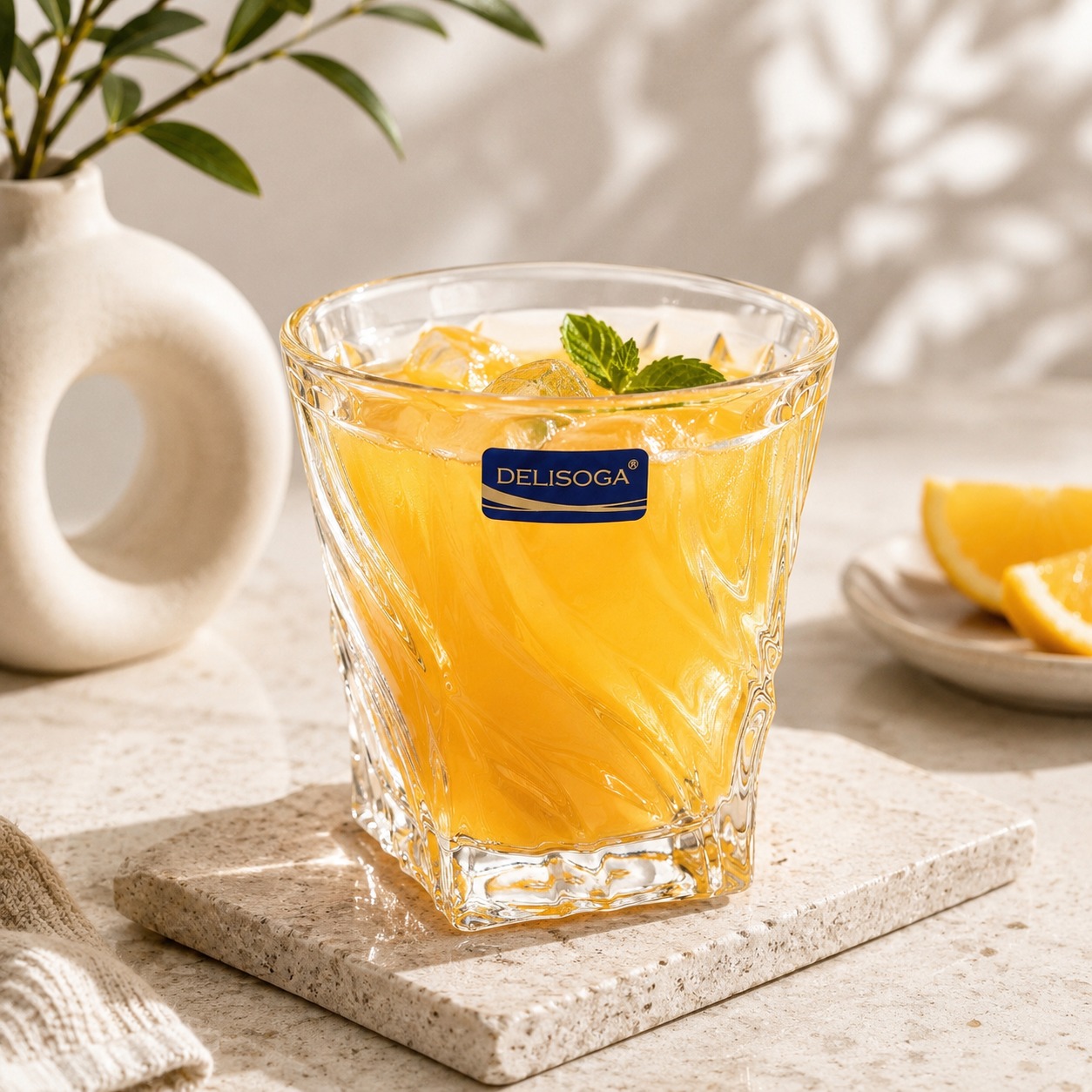 Delisoga 320 ml 6-Piece Wave Swirl DOF Glass Set