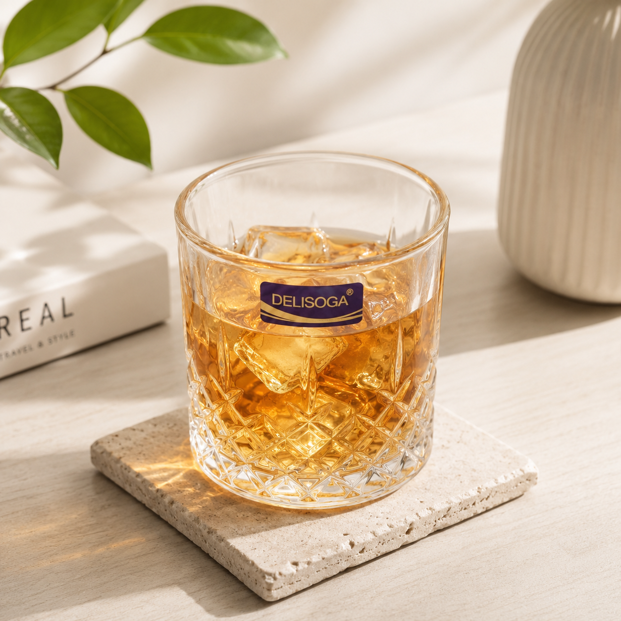Delisoga 340 ml 6-Piece Diamond Cut Base DOF Glass Set