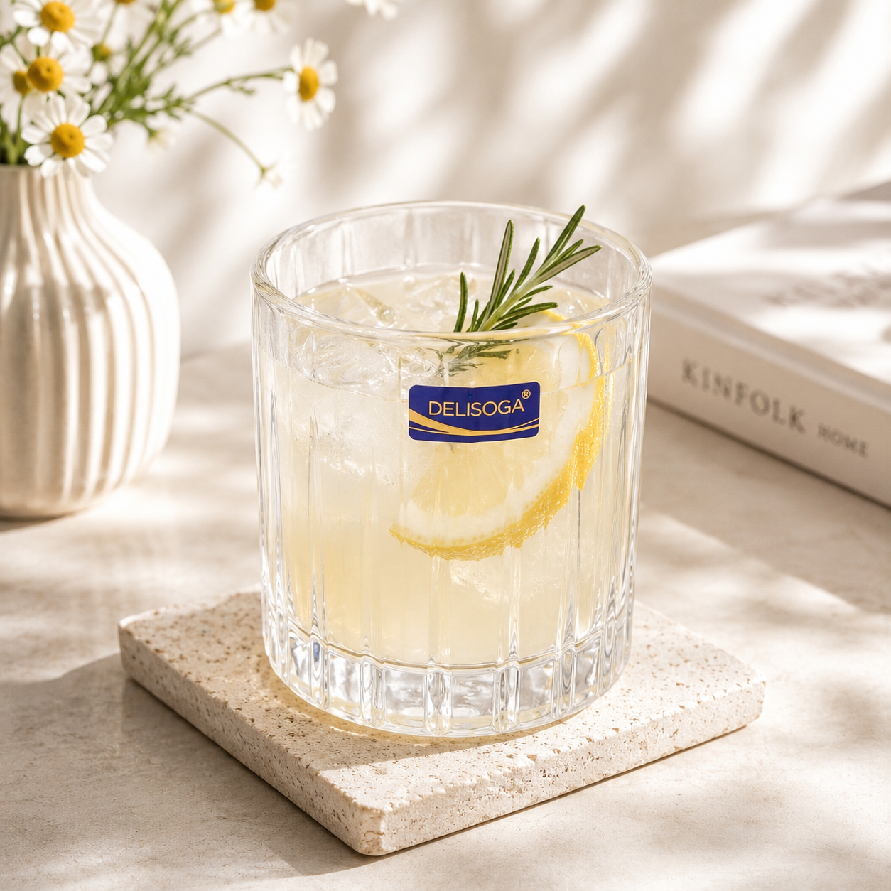 Delisoga 350 ml 6-Piece Vertical Fluted DOF Glass Set