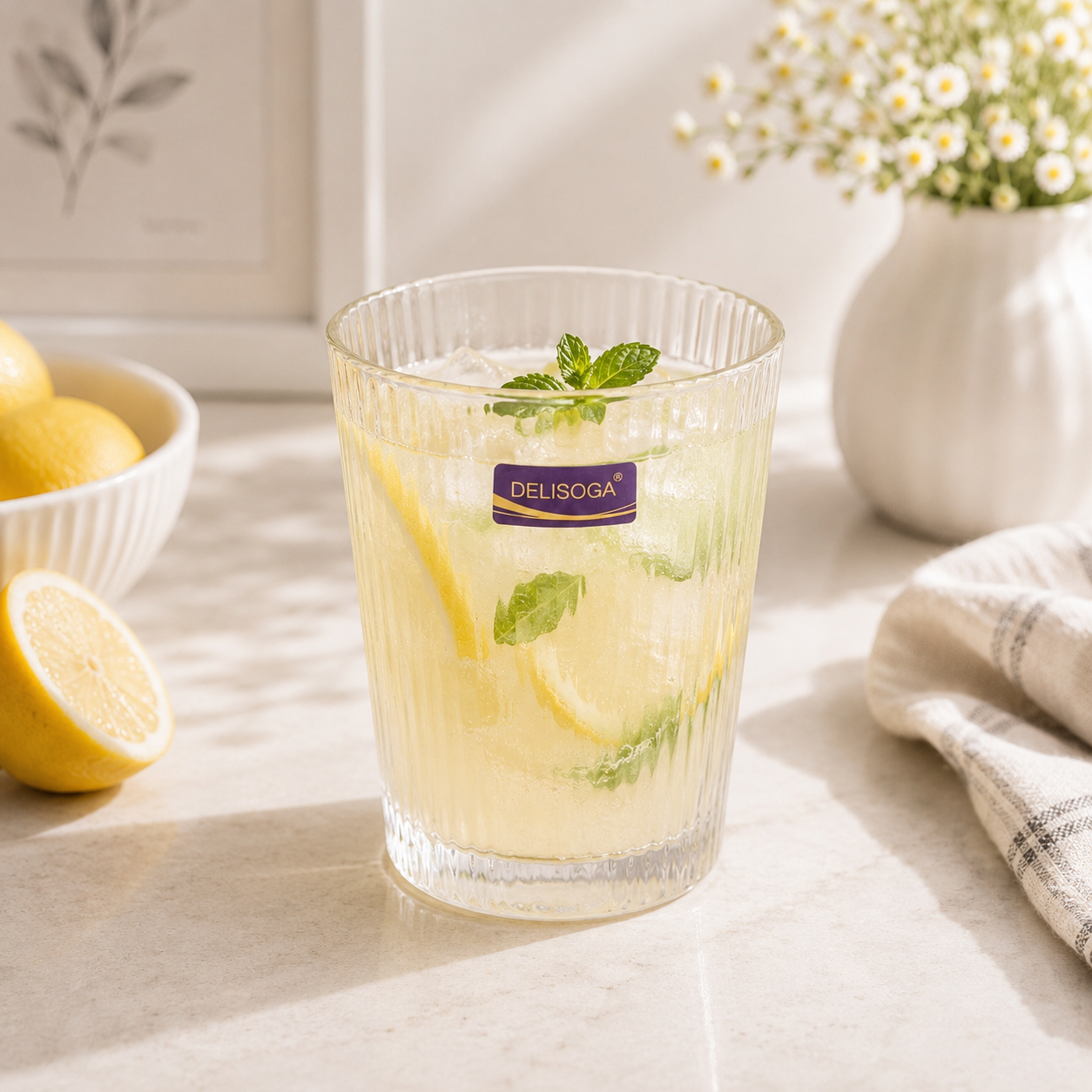 Delisoga 335 ml 6-Piece Tapered Ribbed DOF Glass