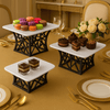 3-Piece Square Serving Platter Set With Black Stand