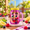 Kleeyo Purple Bright-Eyes Grin 450 ml Glass Mason Jar