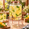Danny Home 4-Litre Glass Beverage Dispenser with Copper-Coloured Stand