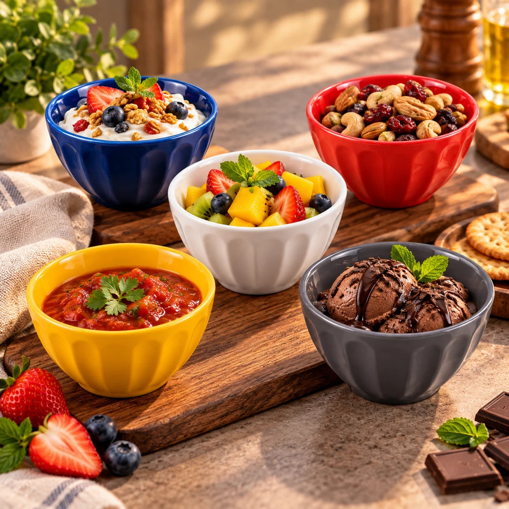 Danny Home 10-Piece Porcelain Bowl Set, 4.25-Inch, 5 Colors