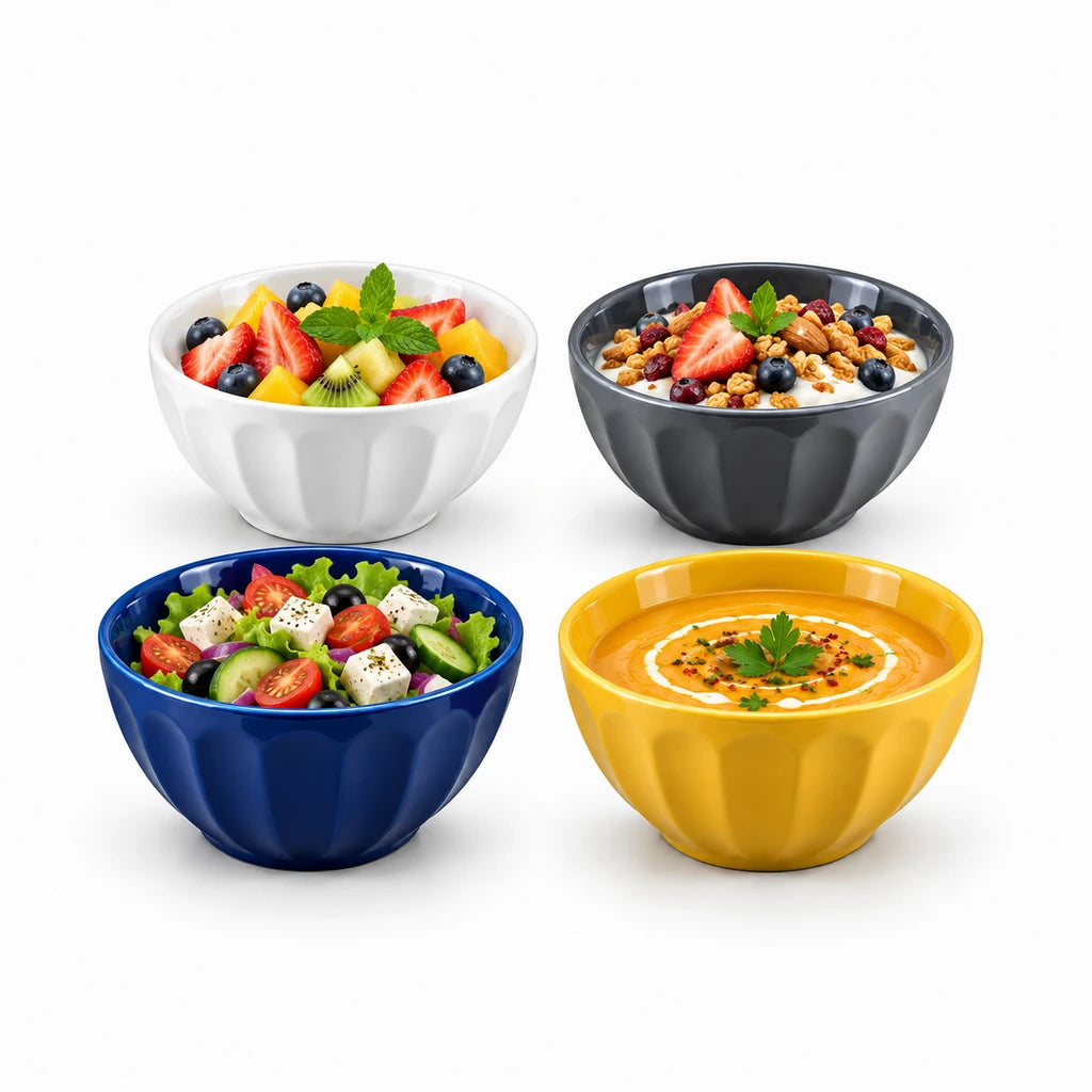 Danny Home 4-Piece Porcelain Serving Bowl Set, 6-Inch