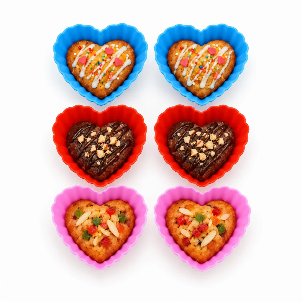 BEST Heart-Shaped Silicone Cupcake Liners, Set of 6