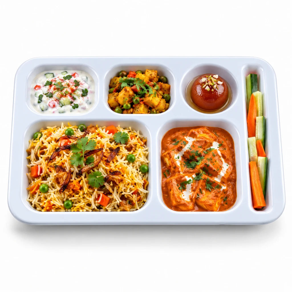 Blaze 6-Portion White Melamine Tray