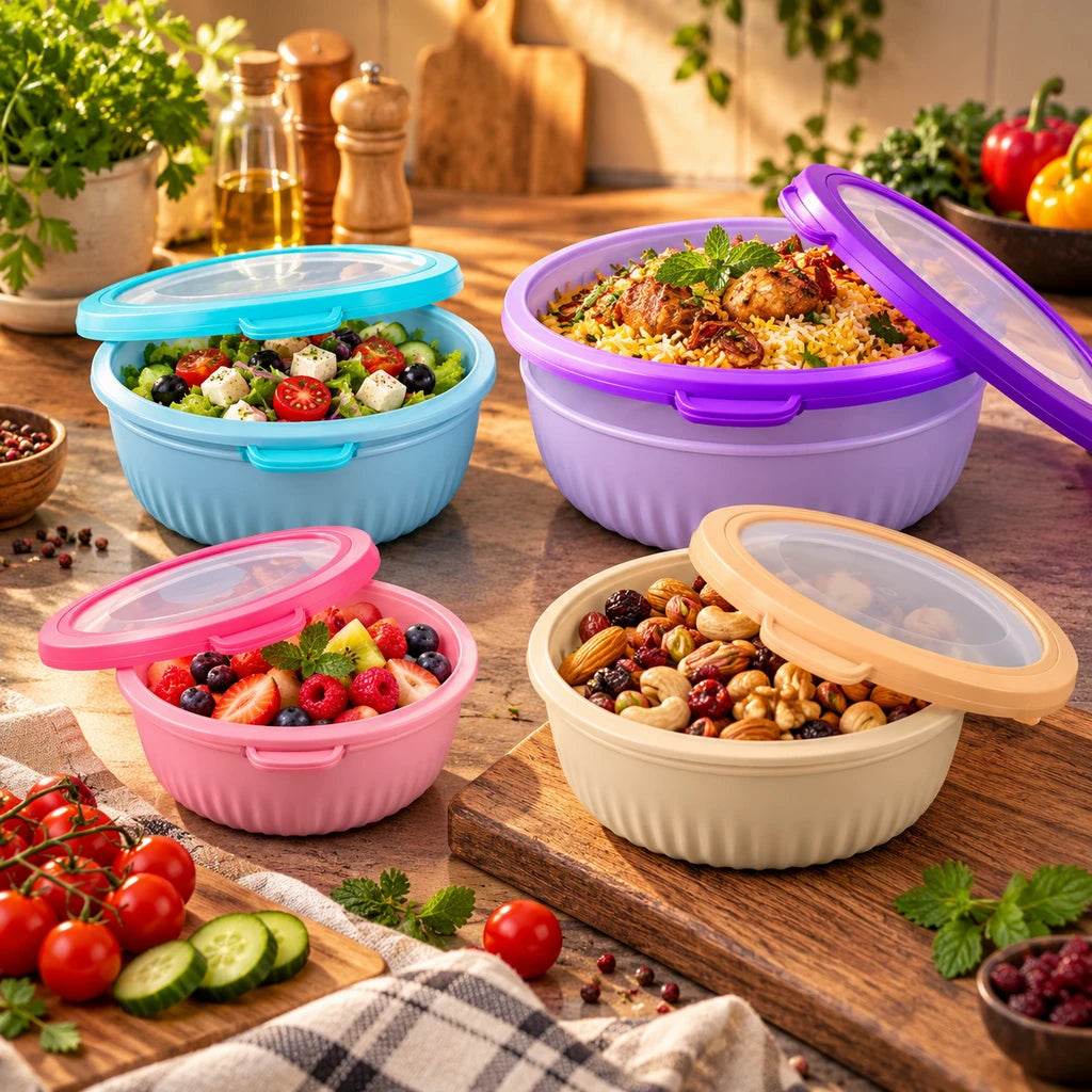 BEST 4-Piece Plastic Food Container Set With Lids
