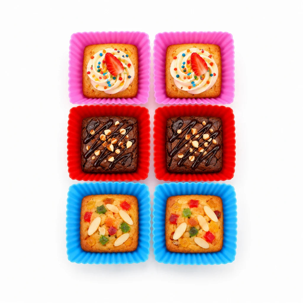 BEST Square Silicone Cupcake Liners, Set of 6