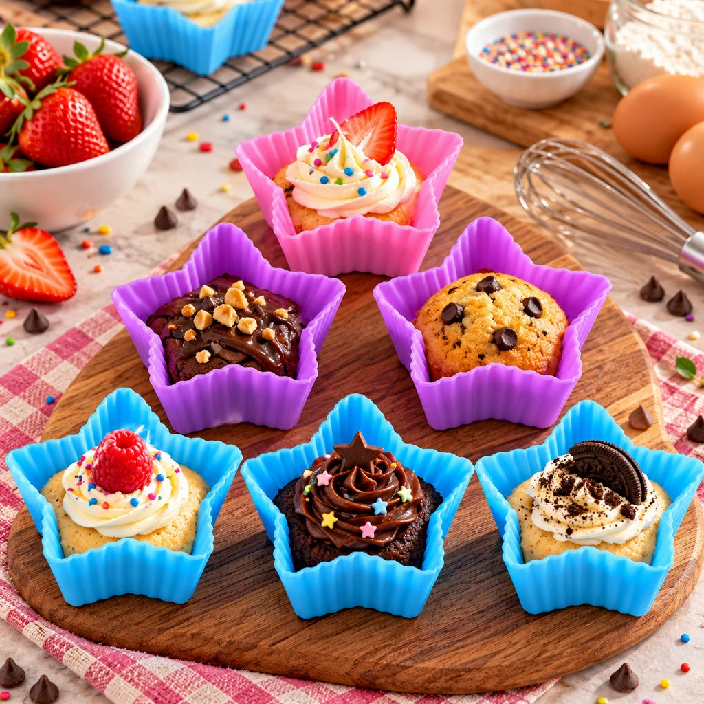 BEST Star-Shaped Silicone Cupcake Liners, Set of 6