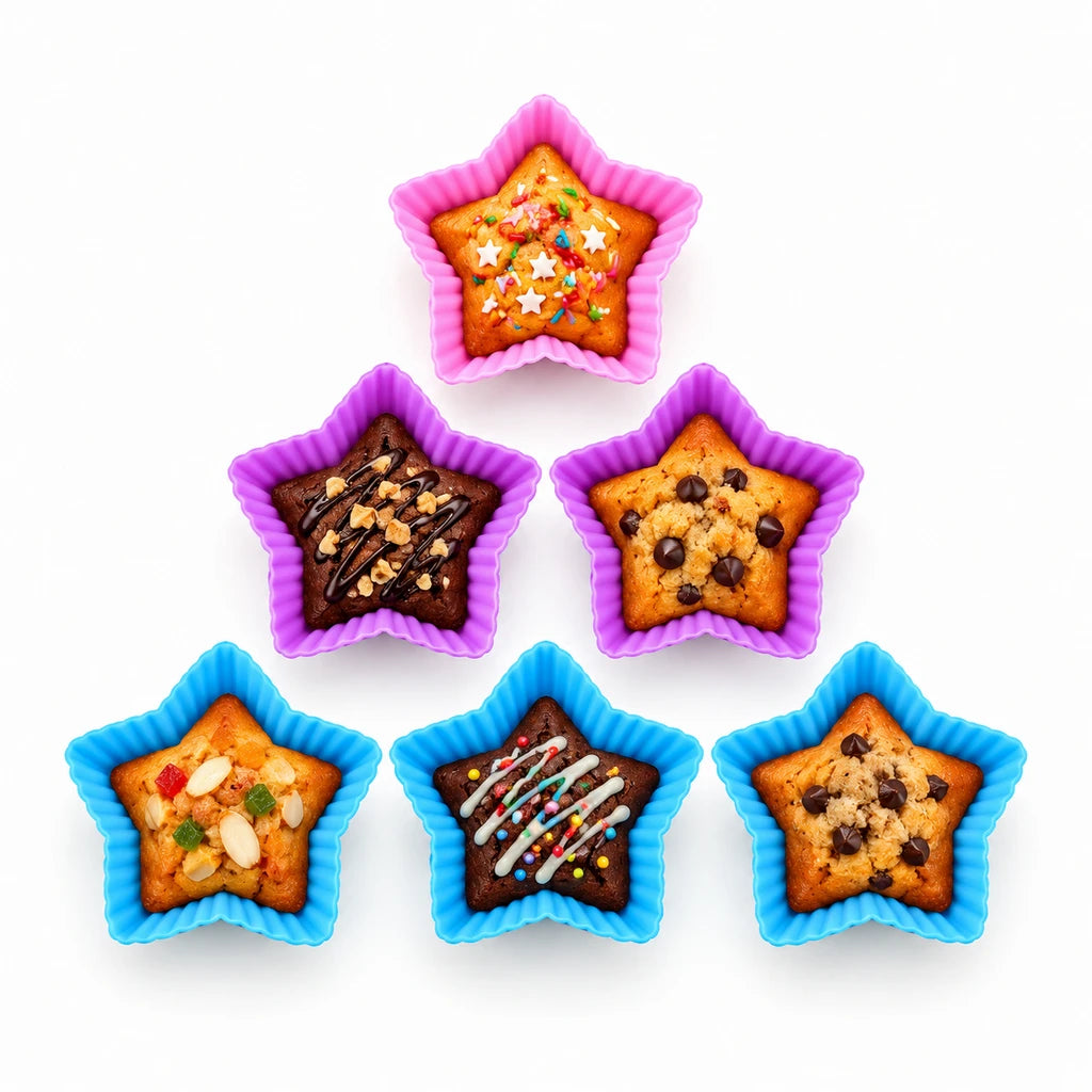 BEST Star-Shaped Silicone Cupcake Liners, Set of 6