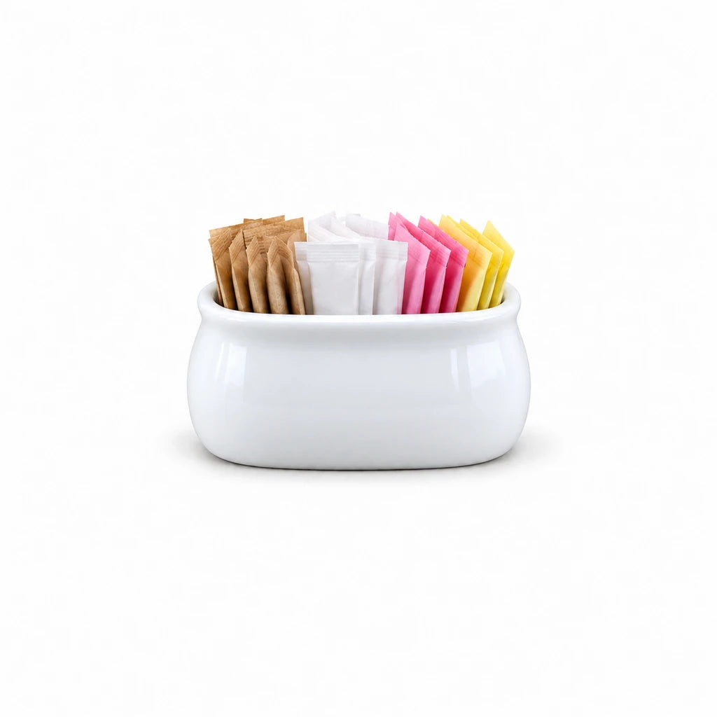 Danny Home White Ceramic Sugar Sachet Holder for Tea & Coffee