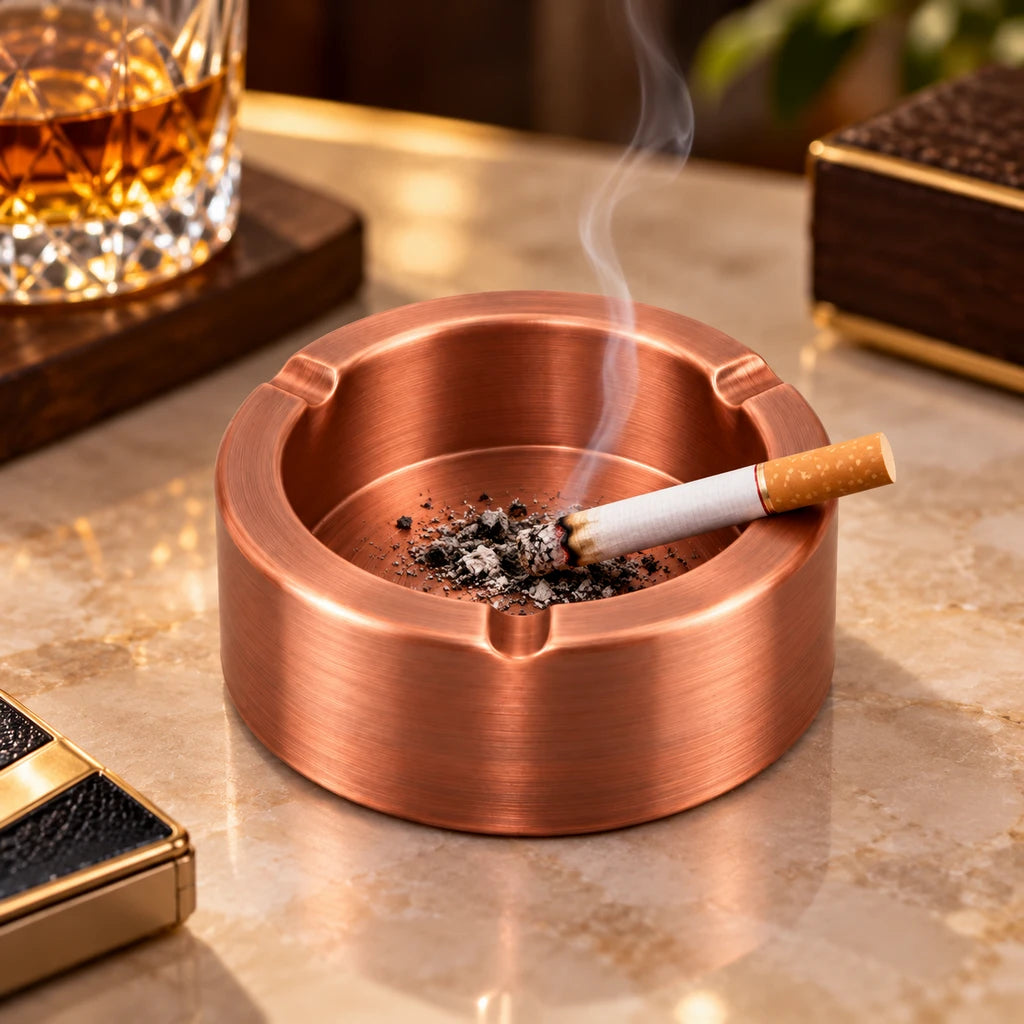 Lishu Round Copper Ashtray, 4.5 Inch