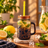 Kleeyo Black & Copper Crackle 450 ml Glass Mason Jar