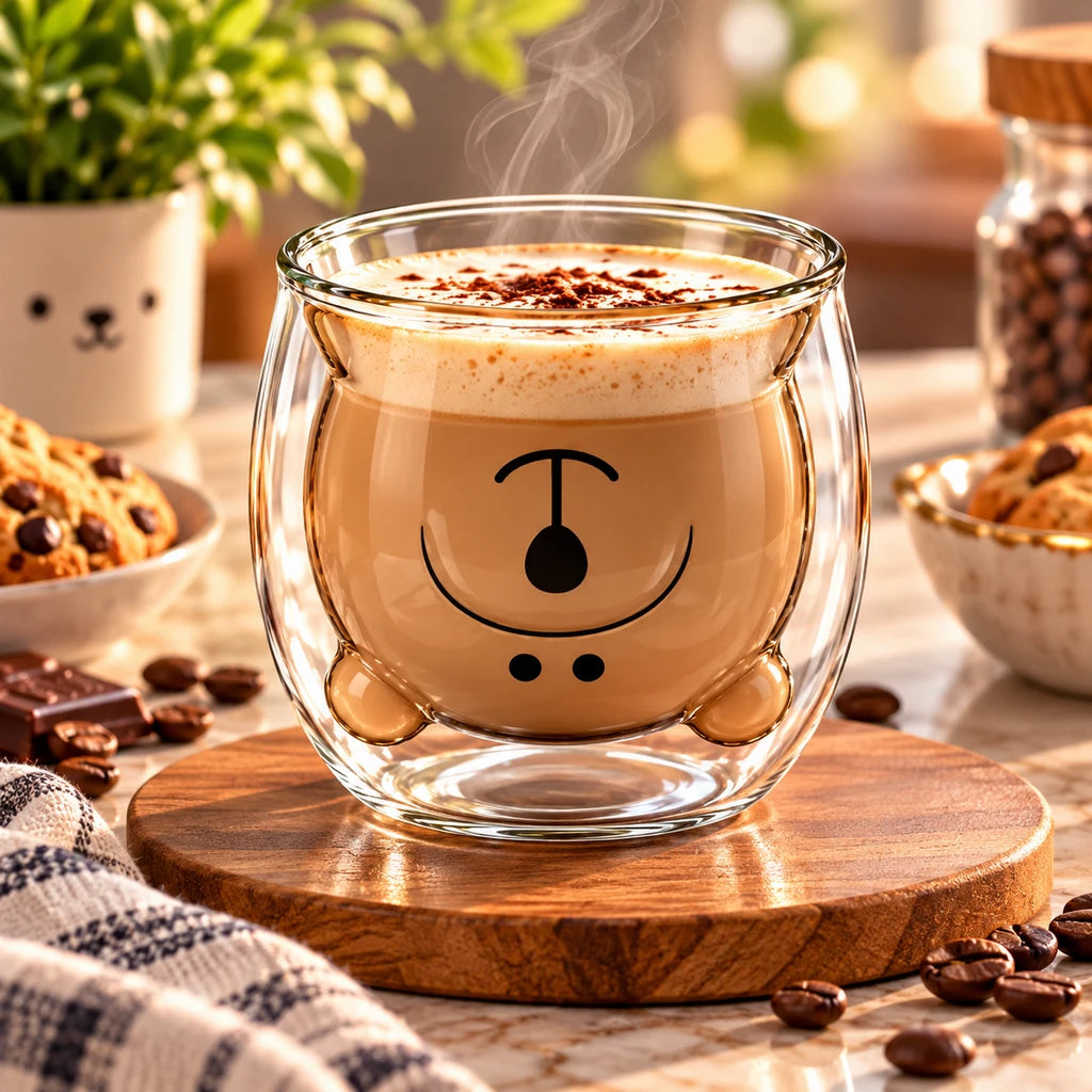 D.W.M Bear-Shaped Double-Wall Glass Tumbler, 250 ml