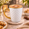 Royal Checker Relief Ceramic Mug with Gold-Tone Handle, 450 ml