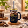 Kleeyo Black Dreams Forever 450 ml Glass Mason Jar with Straw