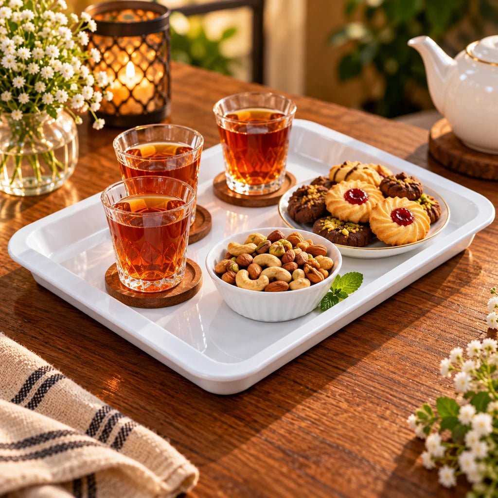 Blaze White Melamine Serving Tray - 7, 10, 12, 14 & 16 Inches