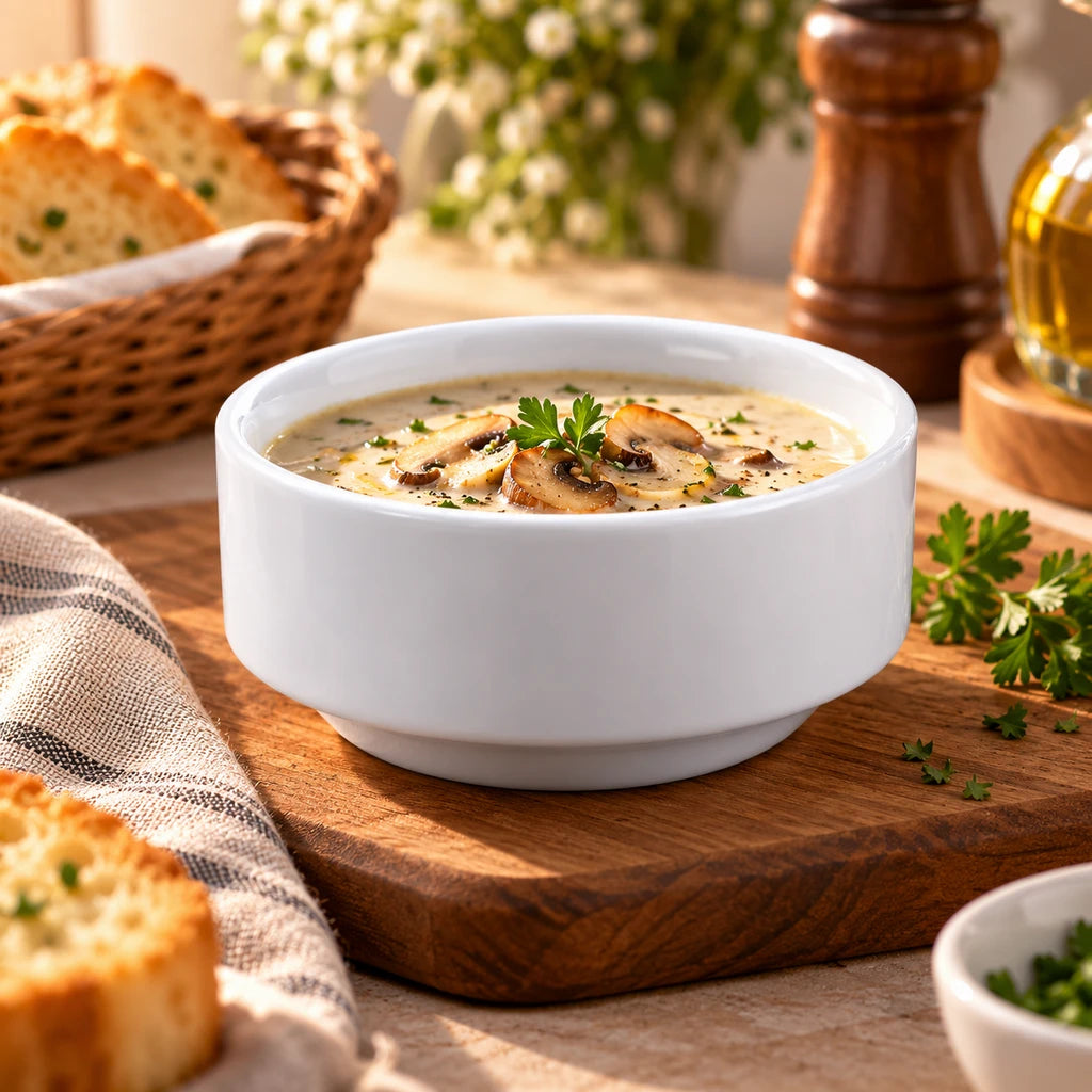P.C Stackable White Ceramic Soup & Cereal Bowl, 5 Inch