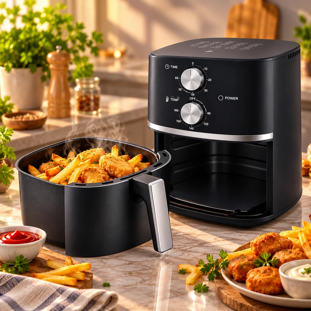 Danny Home Electric Air Fryer With Timer & Temperature Dials - White & Black
