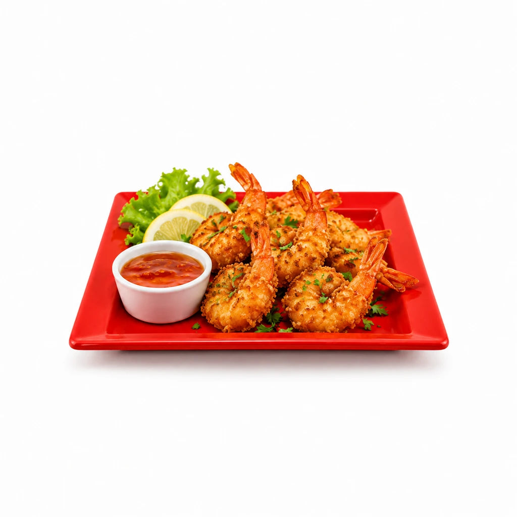 Blaze Rio 7.5-Inch Melamine Square Flat Plate - Red, Yellow & Black