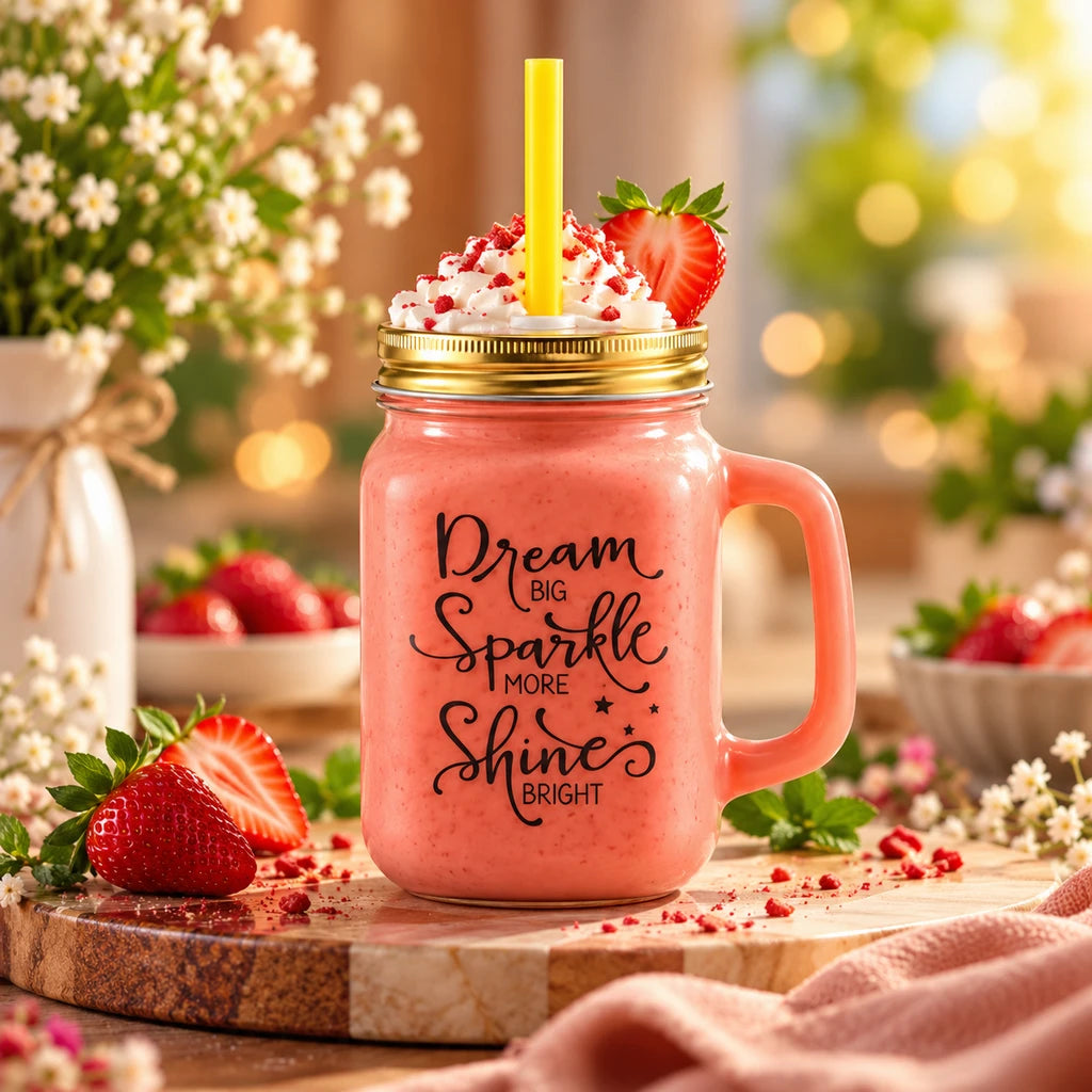 Kleeyo Coral Dream & Shine 450 ml Glass Mason Jar