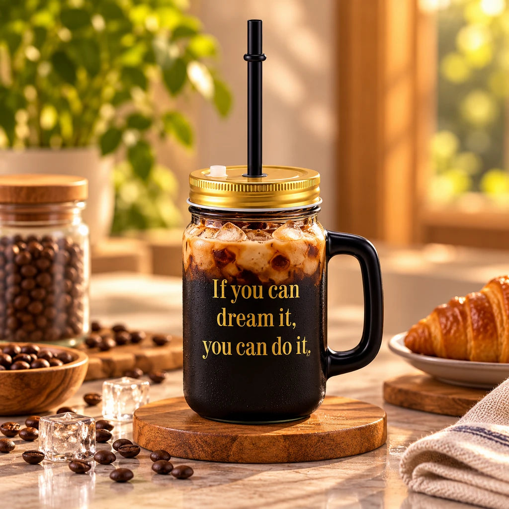 Kleeyo Black Dream It Do It 450 ml Glass Mason Jar