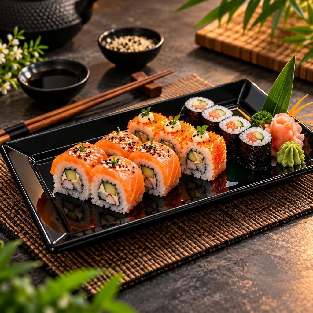 Blaze Rio 10-Inch Melamine Rectangular Platter - Red, Yellow & Black