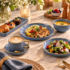 B/C Grey & Gold Fluted Ceramic Breakfast Set, 32 Pieces
