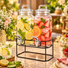 Danny Home Twin 2.3-Litre Glass Beverage Dispenser Set with Stand