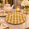 Golden Diamond Weave Plastic Charger Plate, 12 Inch, Display Only