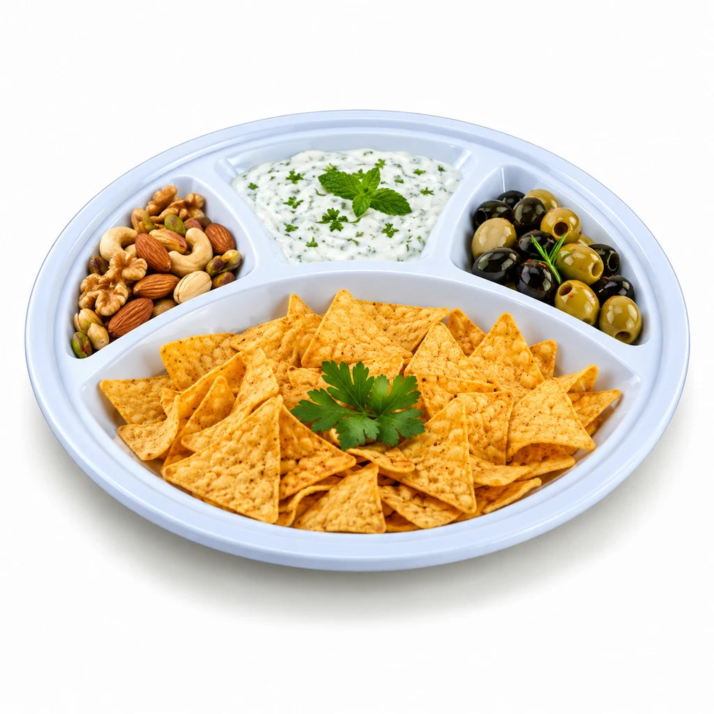 Blaze 4-Portion Round White Melamine Dish