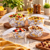Lotus Golden Meadow Ceramic Bowl Set with Lids, 4 Bowls