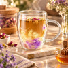 D.W.M Purple & Yellow Wisps Double-Wall Glass Mug, 350 ml