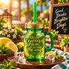 Kleeyo Green Follow Your Dreams Glass Mason Jar, 450 ml