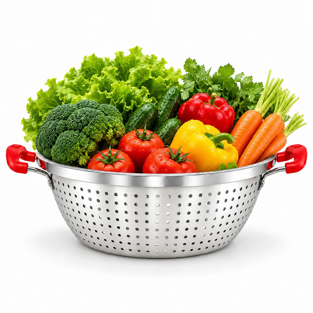 Crest Stainless Steel Colander with Plastic Handles, 36 cm