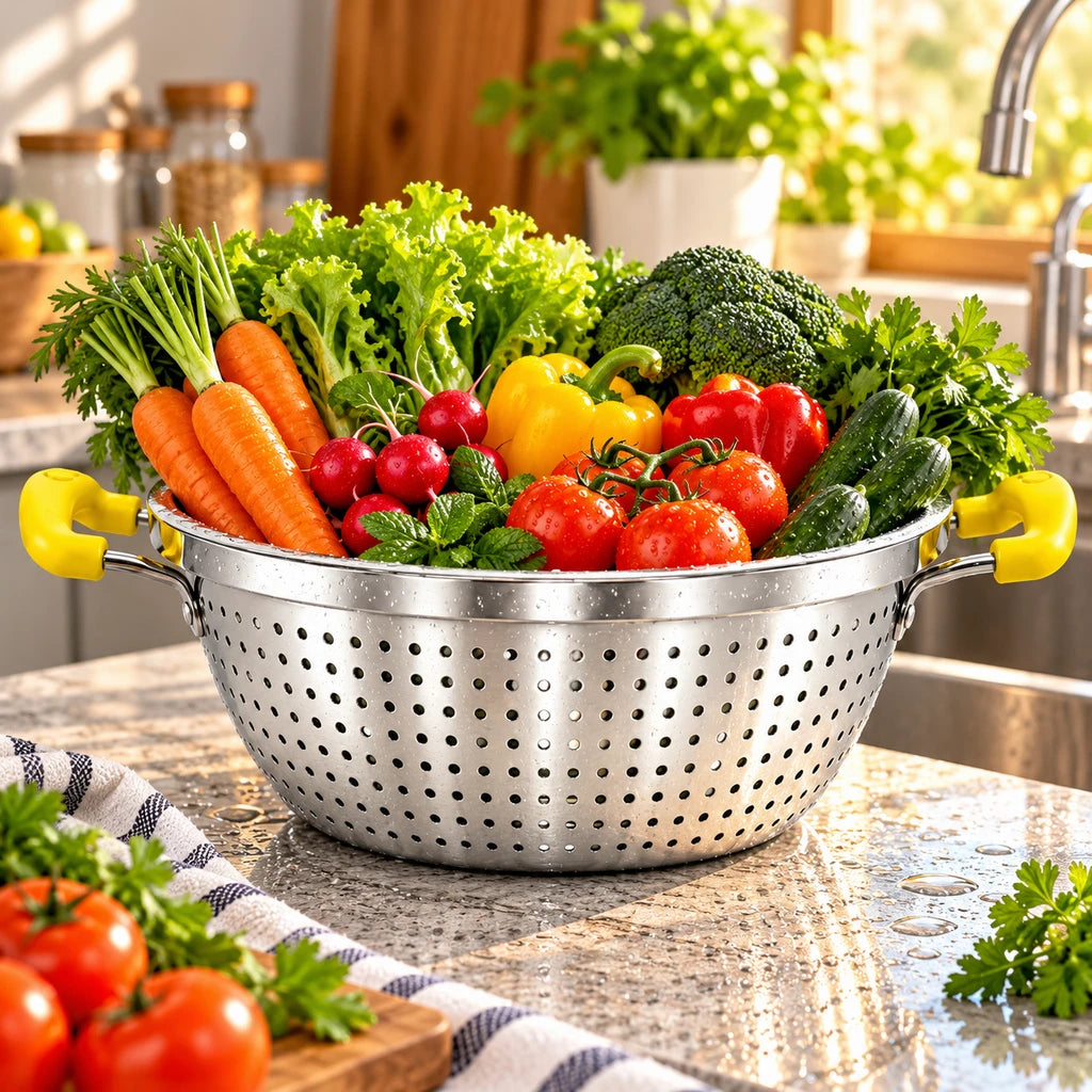 Crest Stainless Steel Colander with Plastic Handles, 30 cm