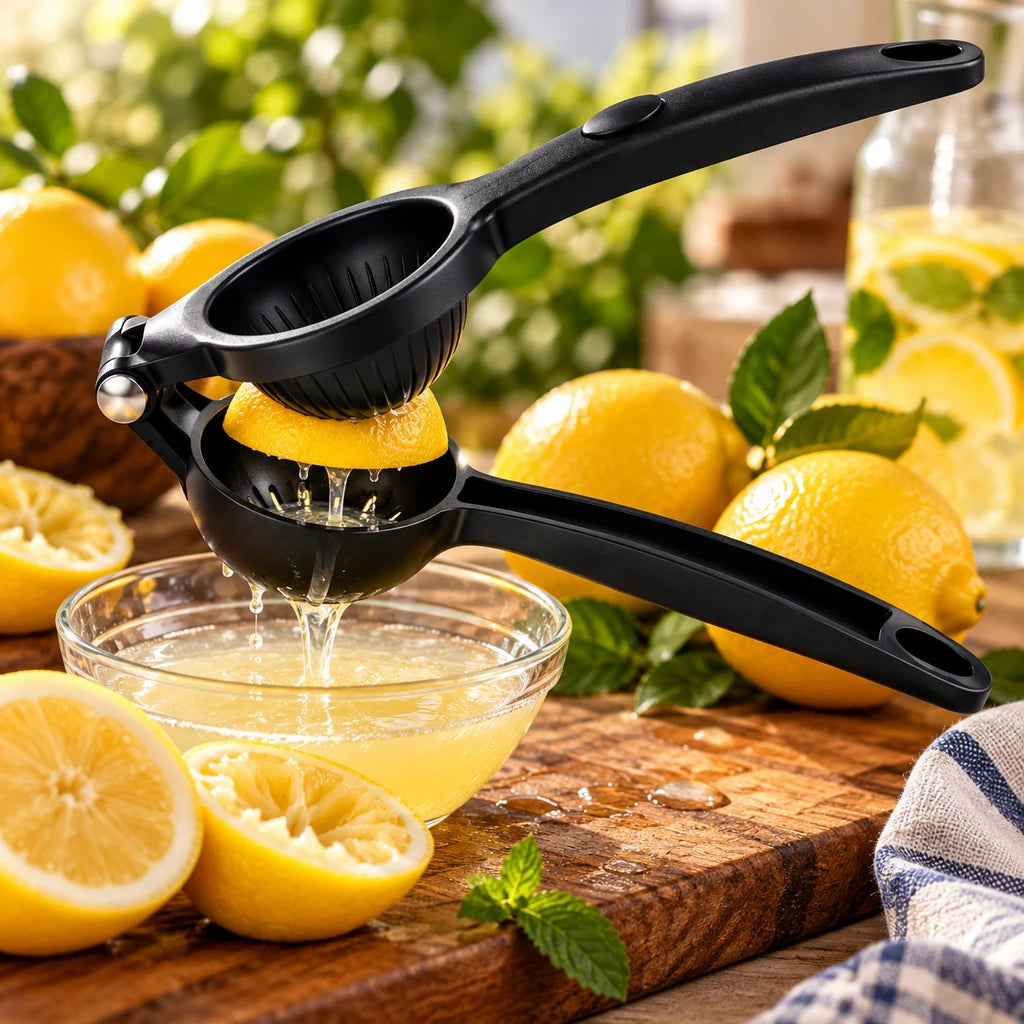 Shengya Black Zinc & Plastic Lemon Squeezer With Hinged Citrus Press