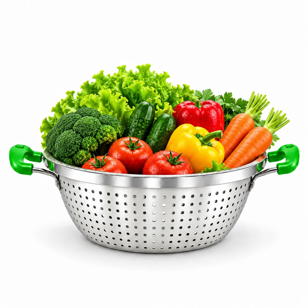 Crest Stainless Steel Colander with Plastic Handles, 32 cm