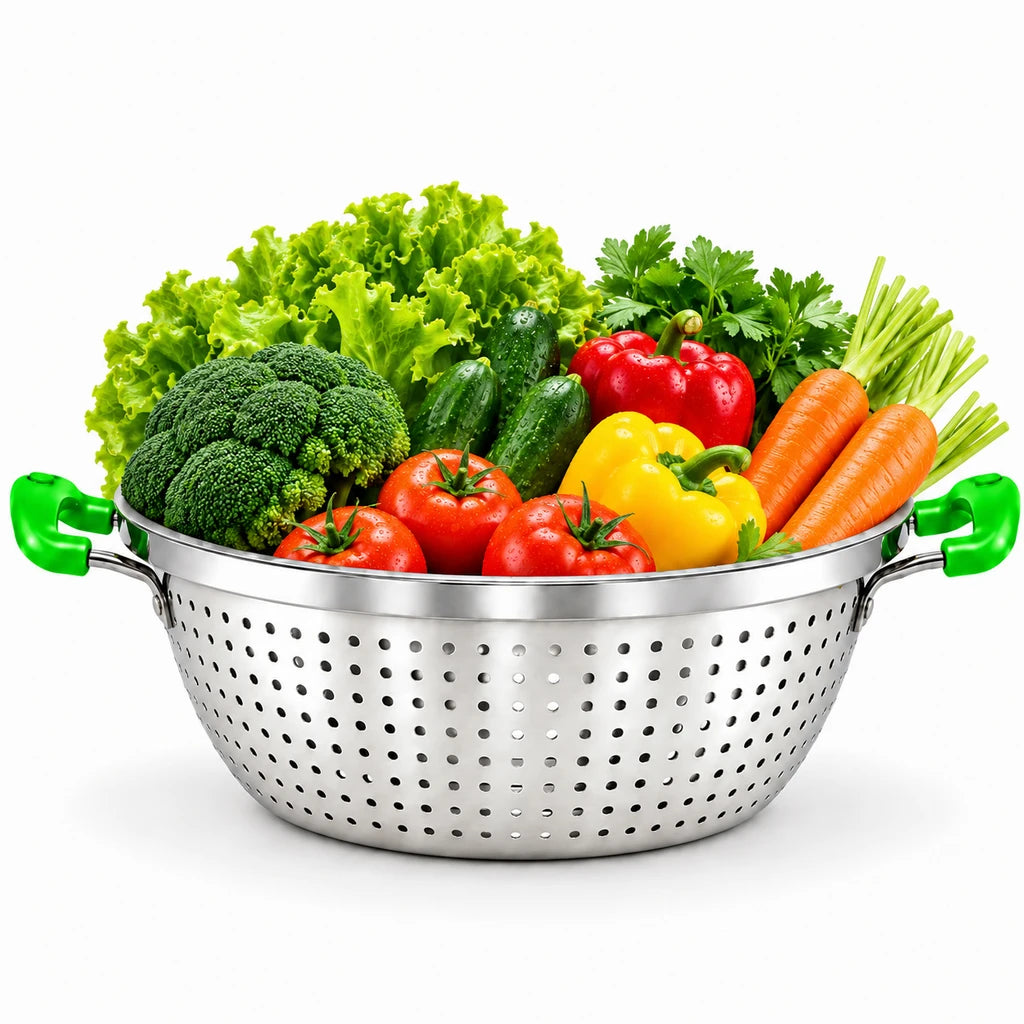Crest Stainless Steel Colander with Plastic Handles, 38 cm