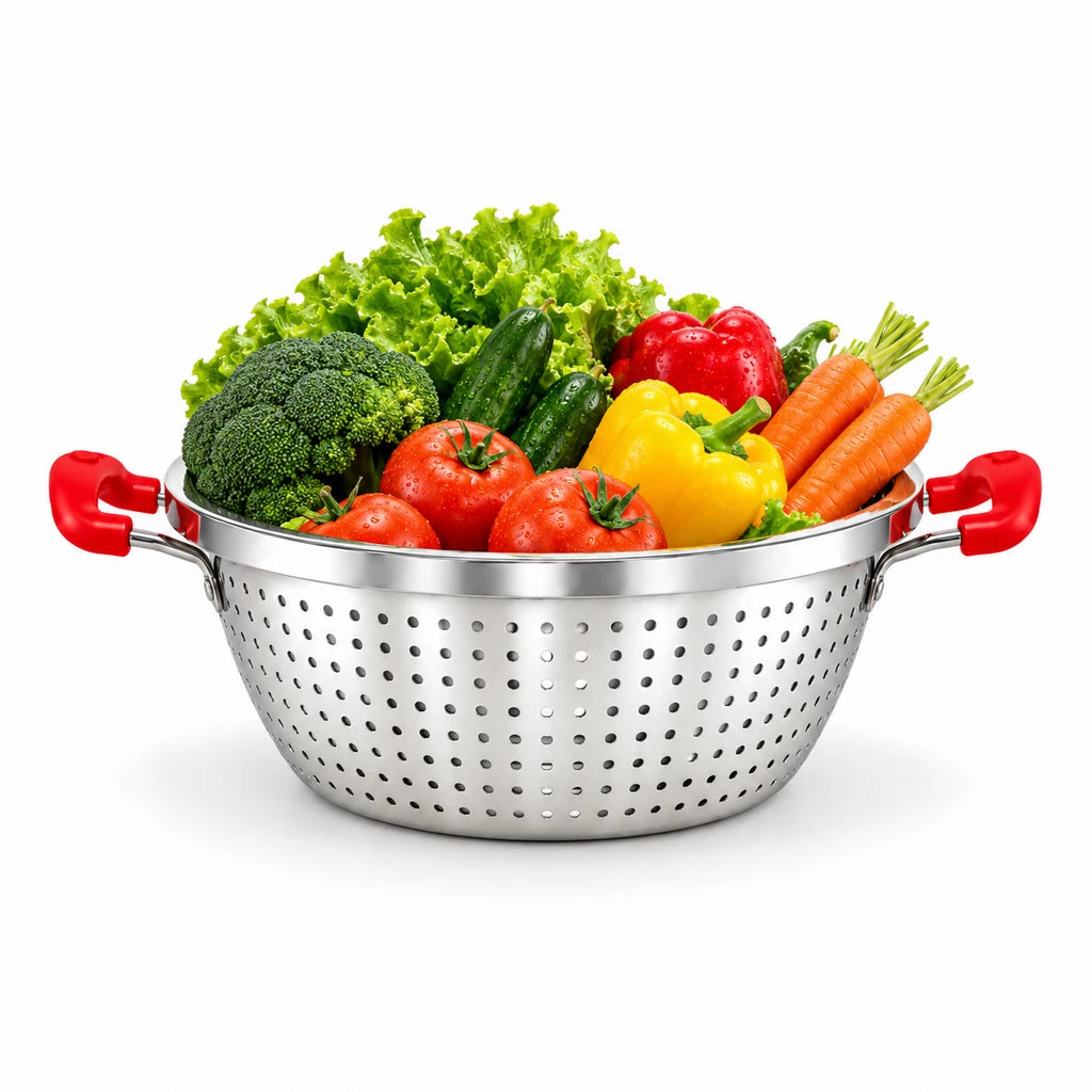 Crest Stainless Steel Colander with Plastic Handles, 26 cm