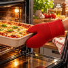 Shengya Silicone Baking Gloves With Textured Grip - Red, Grey & Black