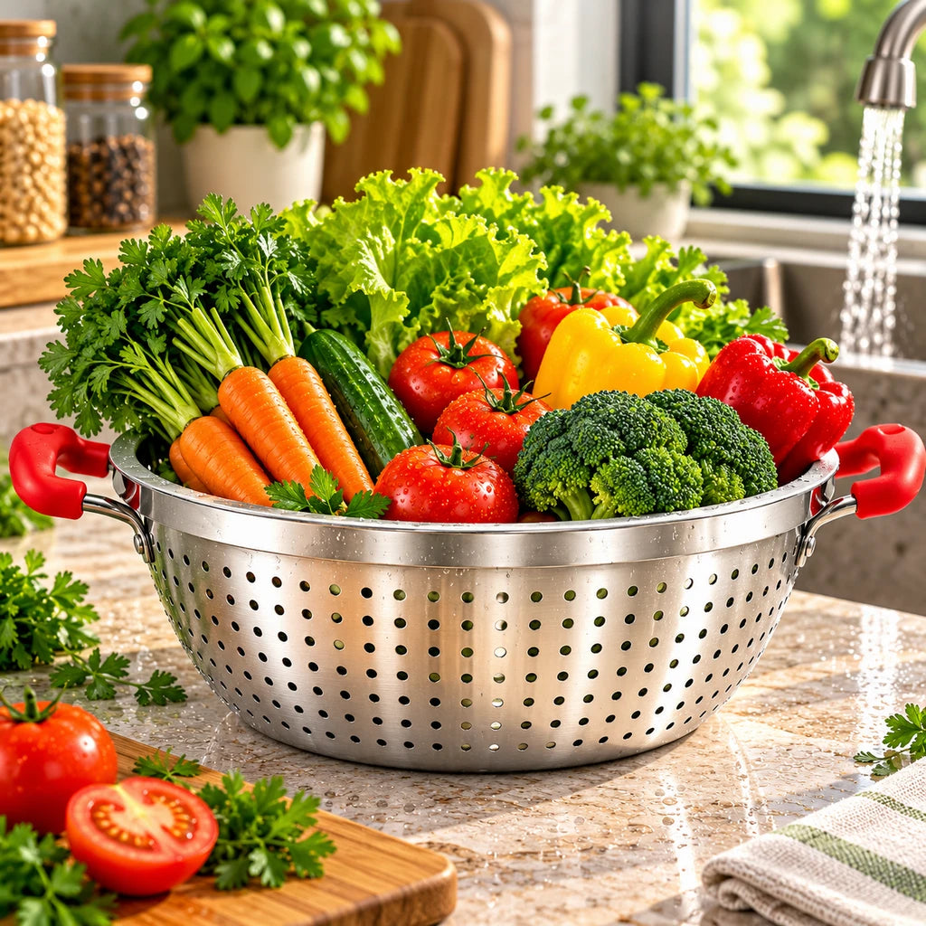 Crest Stainless Steel Colander with Plastic Handles, 36 cm