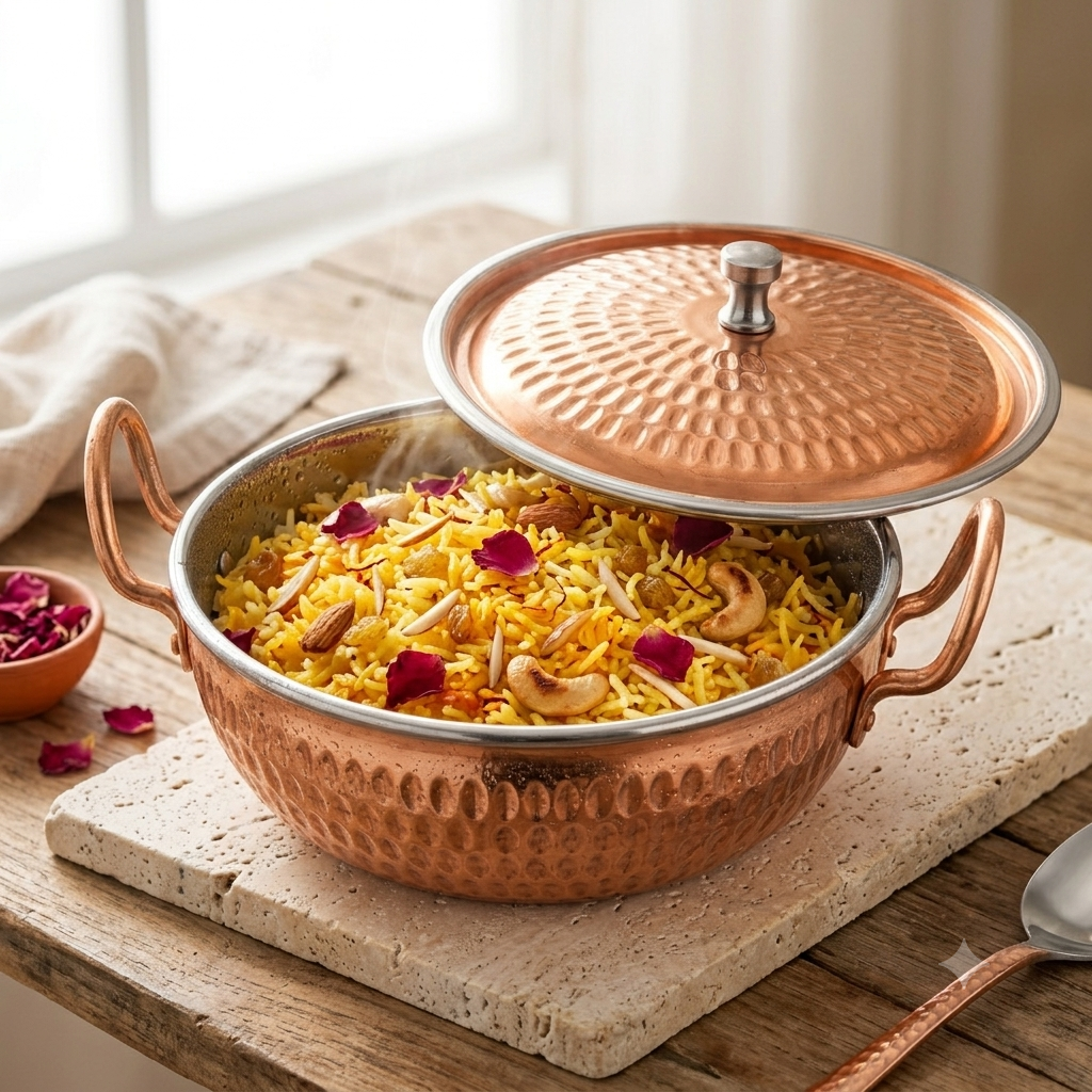 R.S Brass Copper Coating Serving Karahi